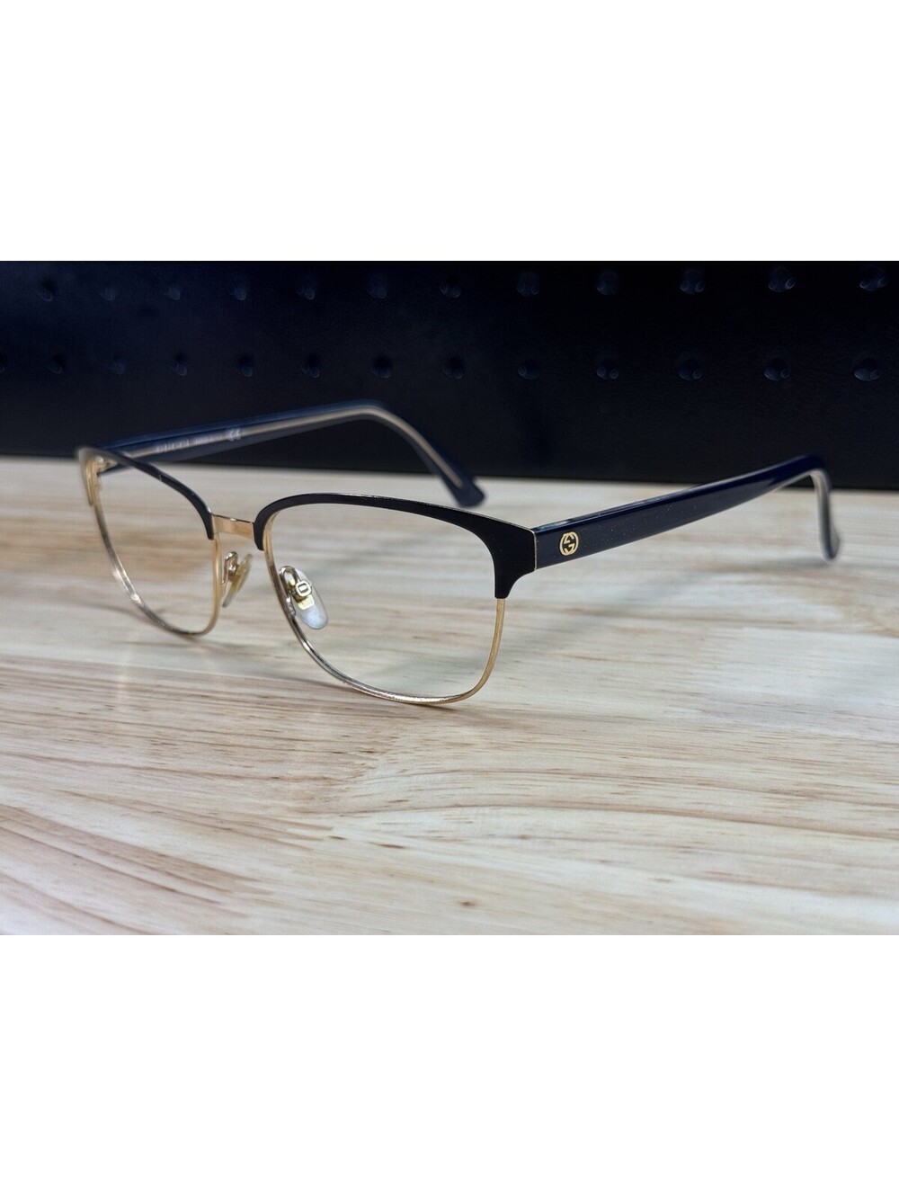 Rare Gucci GG4272 Eyeglasses Frames Dark Blue Gold Square Full Rim 54[]16-140